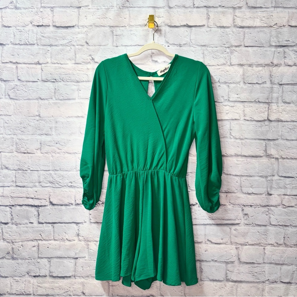 Green Ballon Sleeve Romper